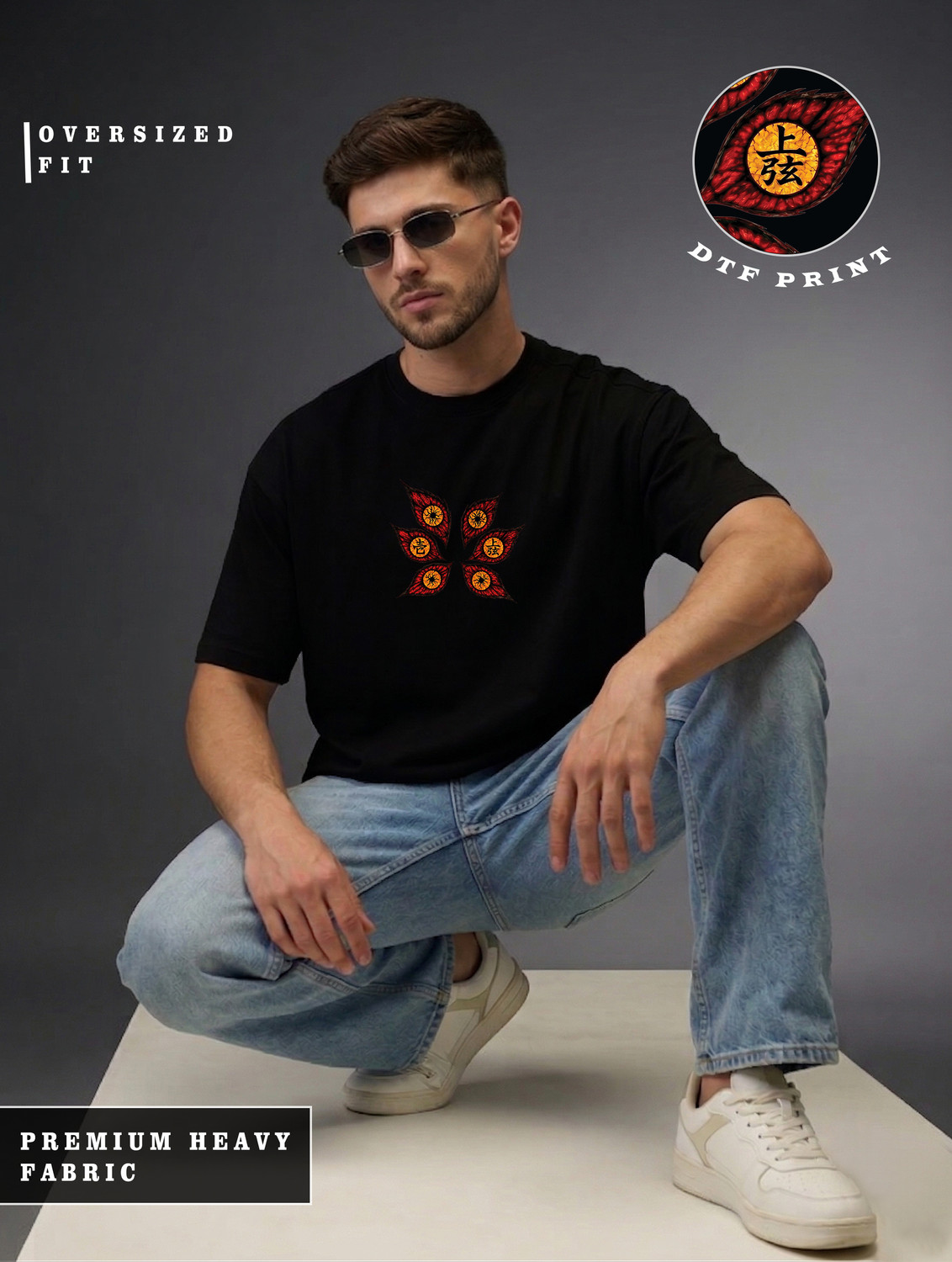 Image of The Retro India Graphic Print Men Round Neck Black T-Shirt