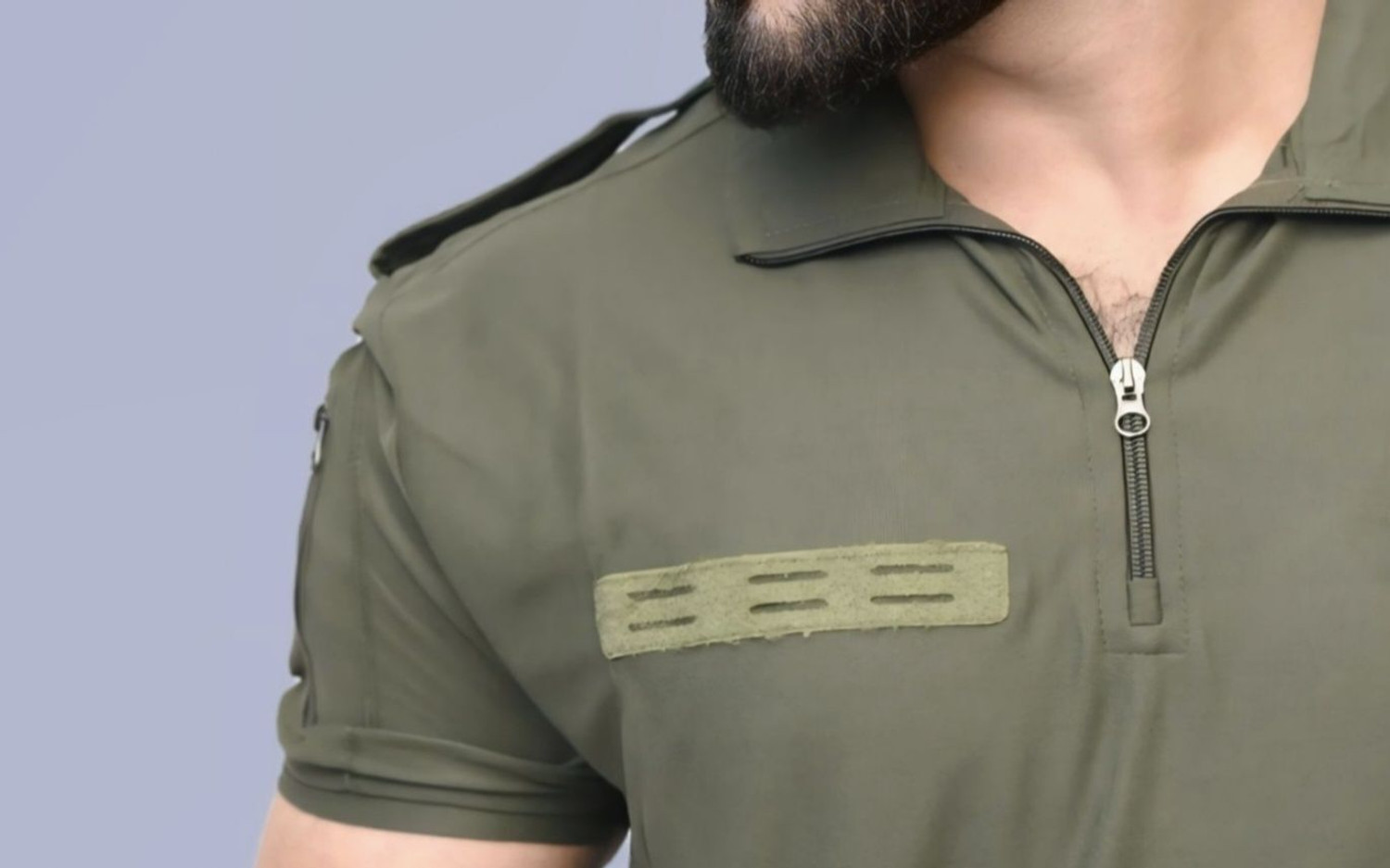 Image of AZYXREN Solid Men Zip Neck Dark Green T-Shirt