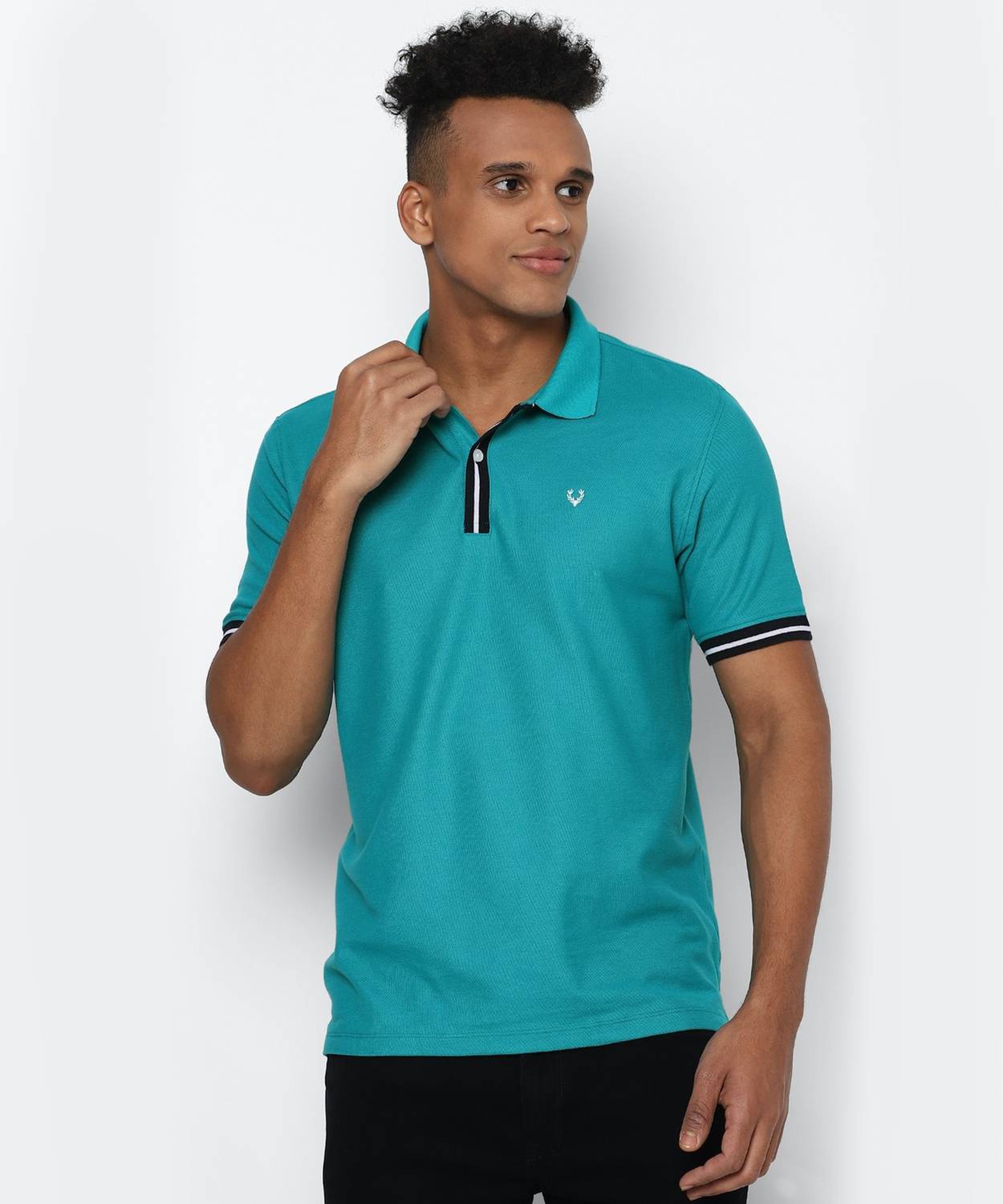 Allen Solly Solid Men Polo Neck Blue T-Shirt
