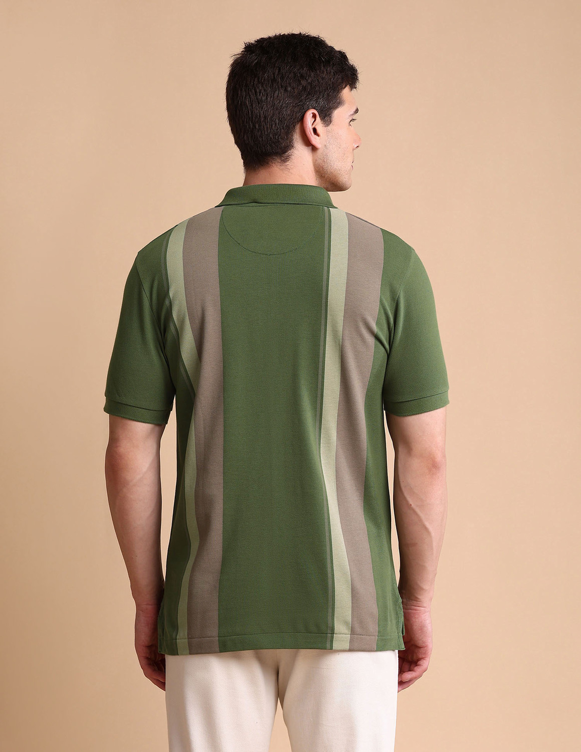 Image of U.S. POLO ASSN. Colorblock Men Polo Neck Green T-Shirt
