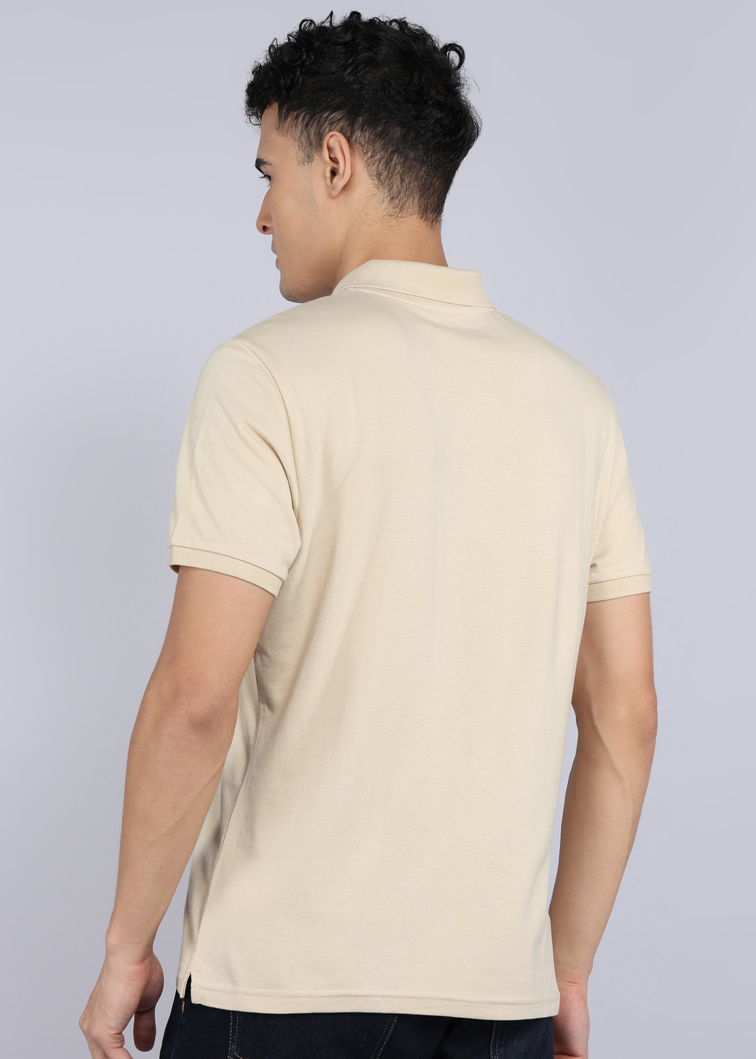Image of United Colors of Benetton Solid Men Polo Neck Brown T-Shirt