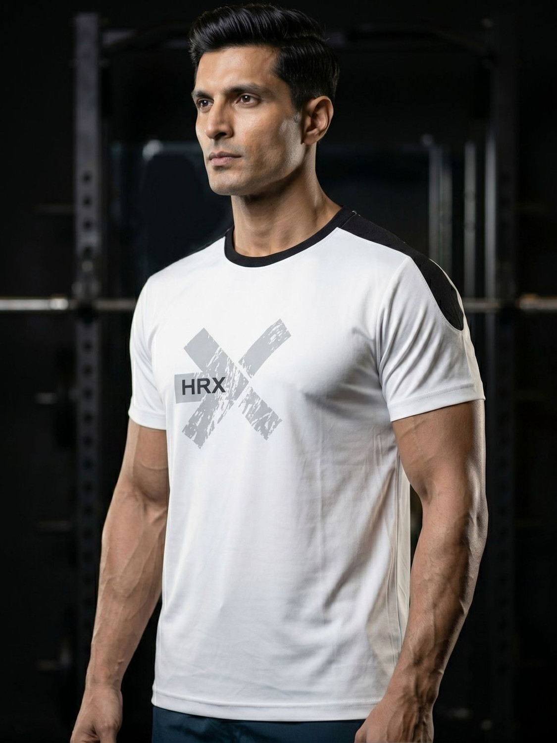 Image of HRX by Hrithik Roshan Printed Men Round Neck White, Black T-Shirt