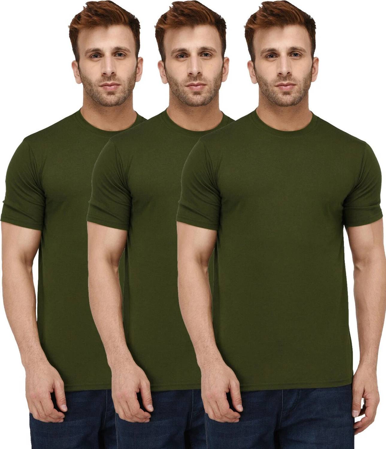 New Trends Collection Pack of 3 Men Solid Round Neck Cotton Blend