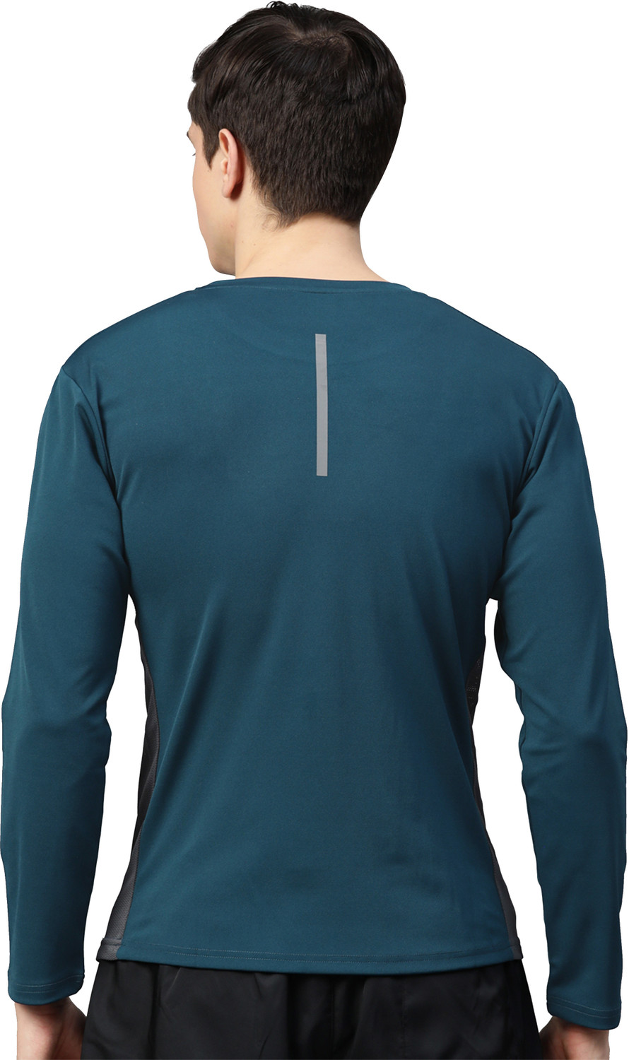 Image of CHKOKKO Solid Men Round Neck Blue T-Shirt