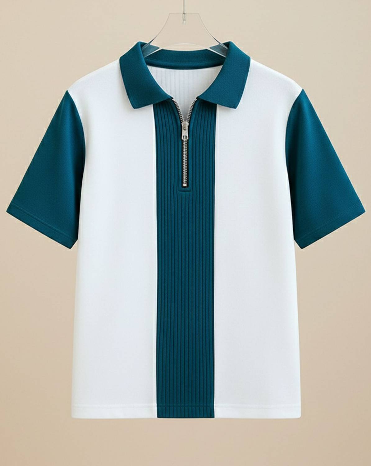 AUSK Colorblock Men Polo Neck Dark Blue T-Shirt - Image 5