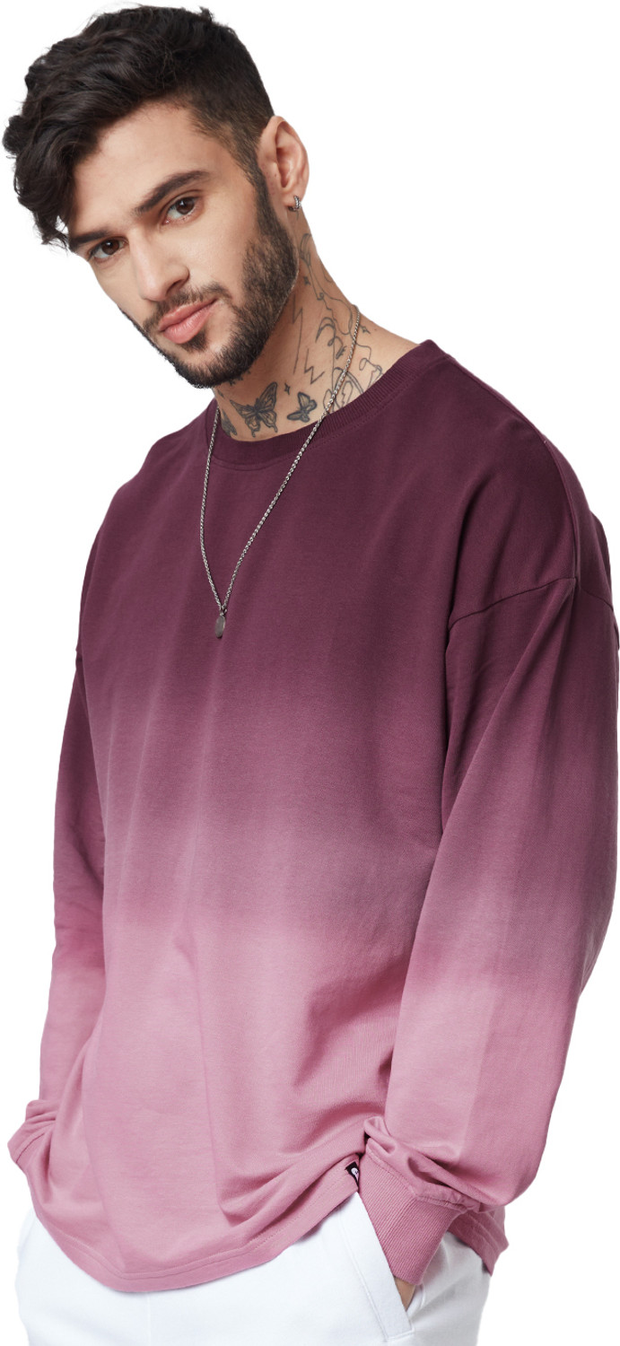 Image of The Souled Store Tie & Dye Men Round Neck Maroon T-Shirt