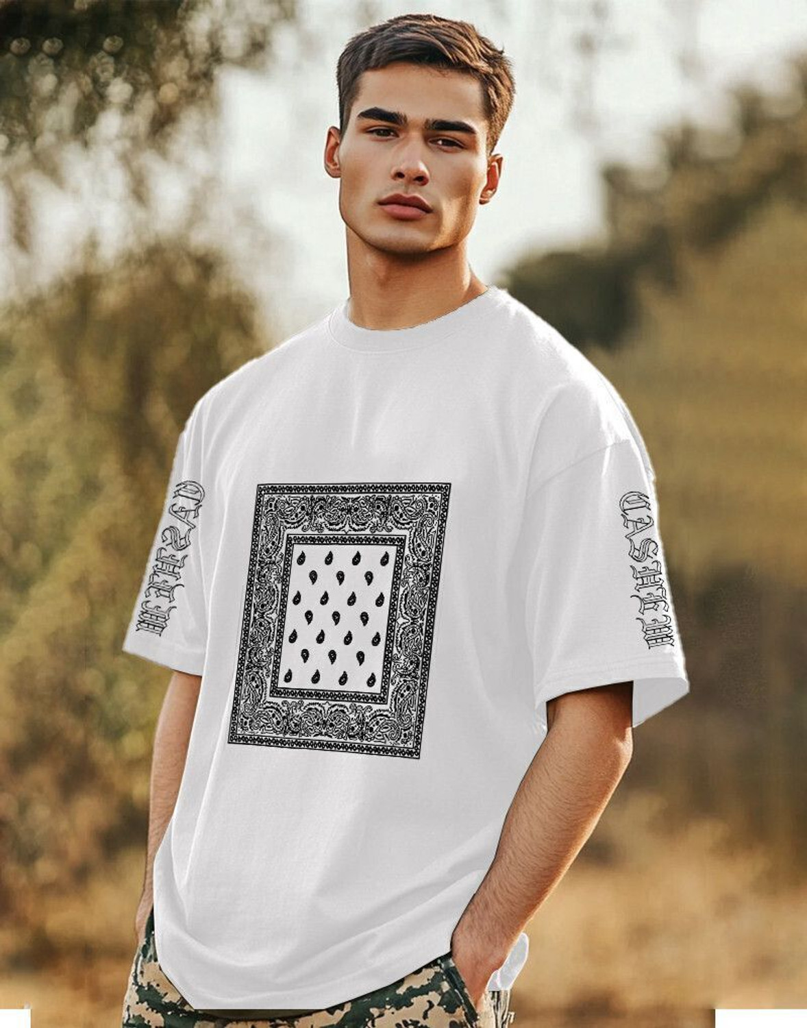 Image of FastColors Printed Men Round Neck White T-Shirt