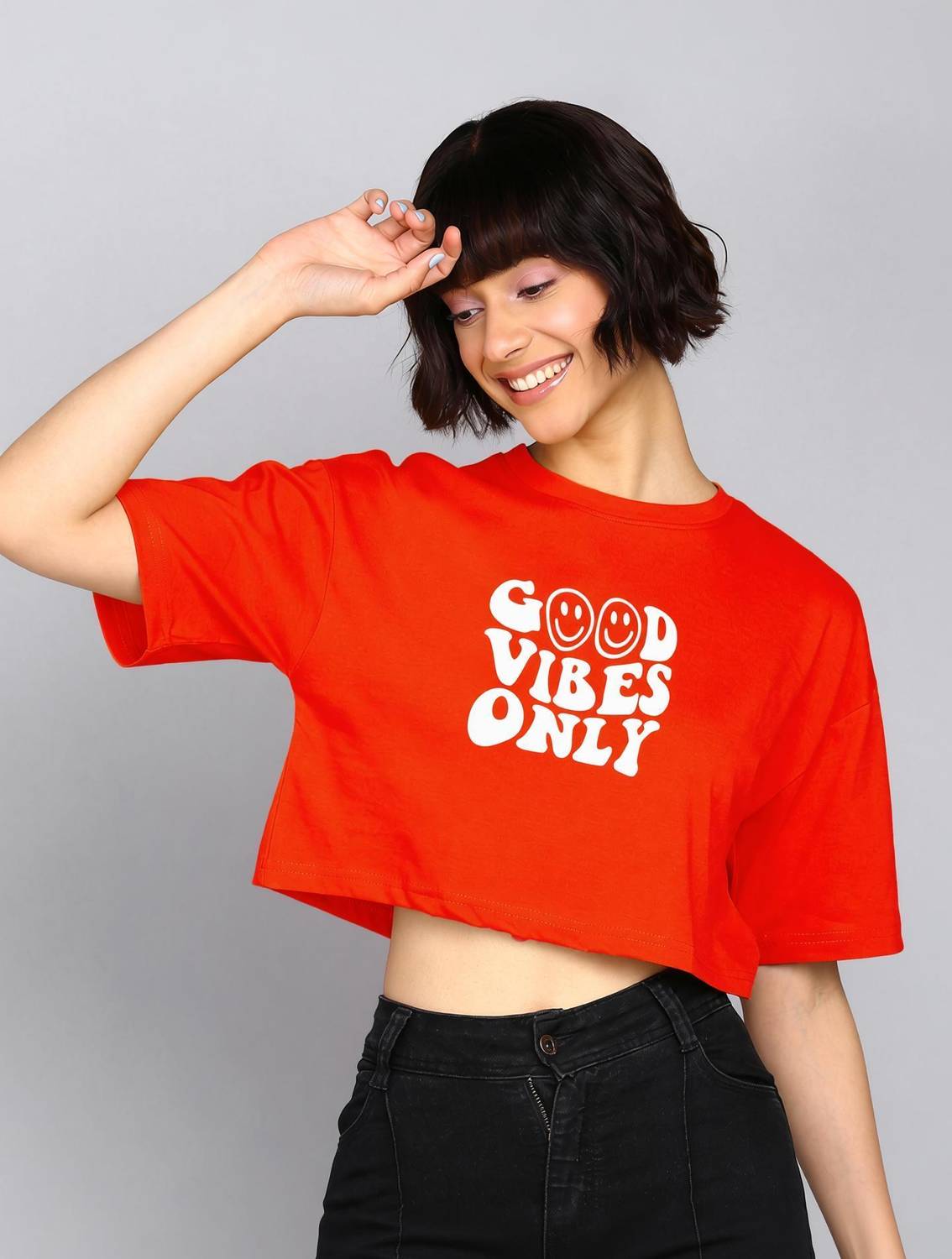 Adyavastram Printed, Typography Women Round Neck Red, White T-Shirt