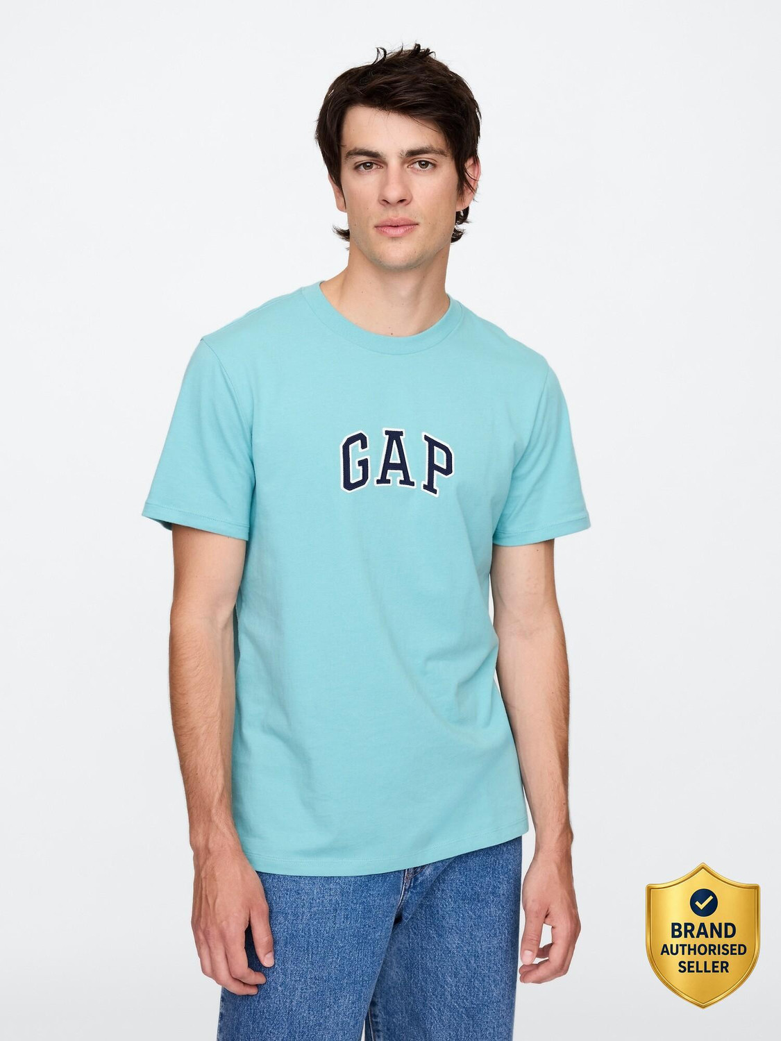 Image of GAP Printed Men Round Neck Blue T-Shirt