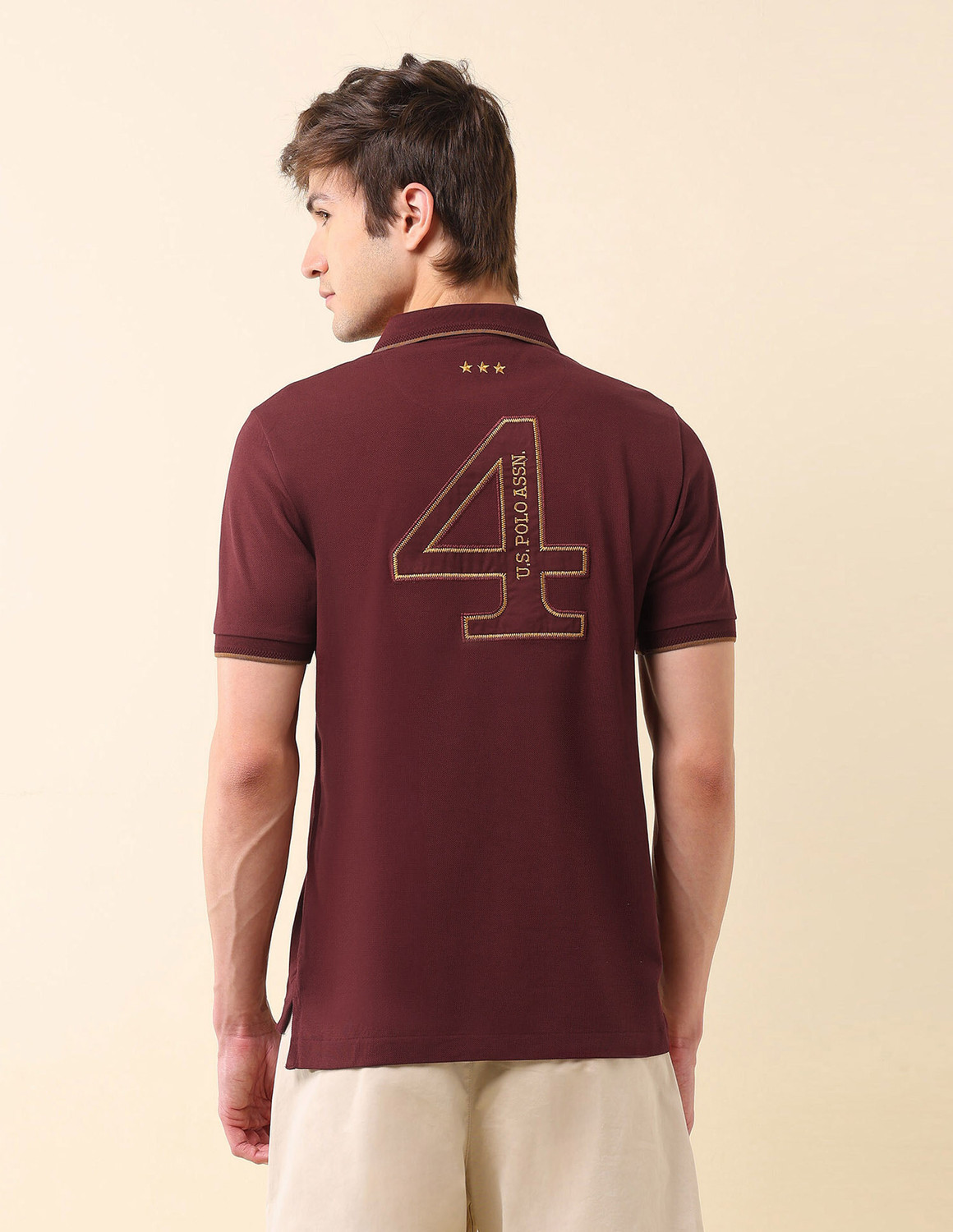 Image of U.S. POLO ASSN. Printed Men Polo Neck Red T-Shirt