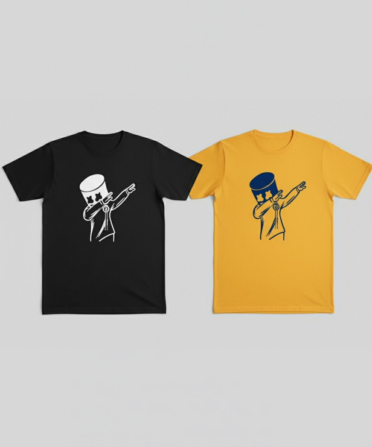 Image of stylesmyth Printed Men Round Neck Black, Yellow T-Shirt