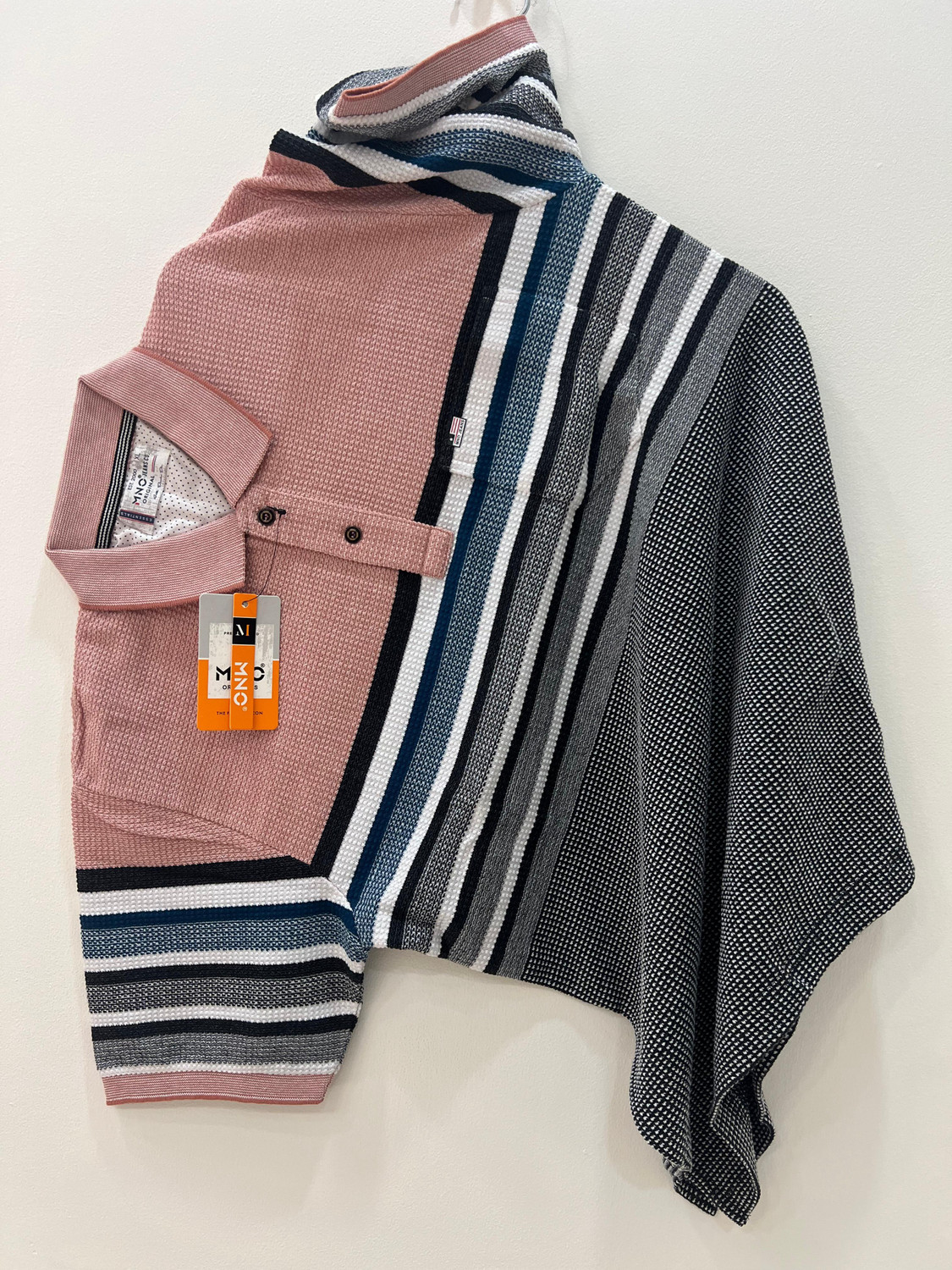 Image of Mno Striped Men Polo Neck Multicolor T-Shirt
