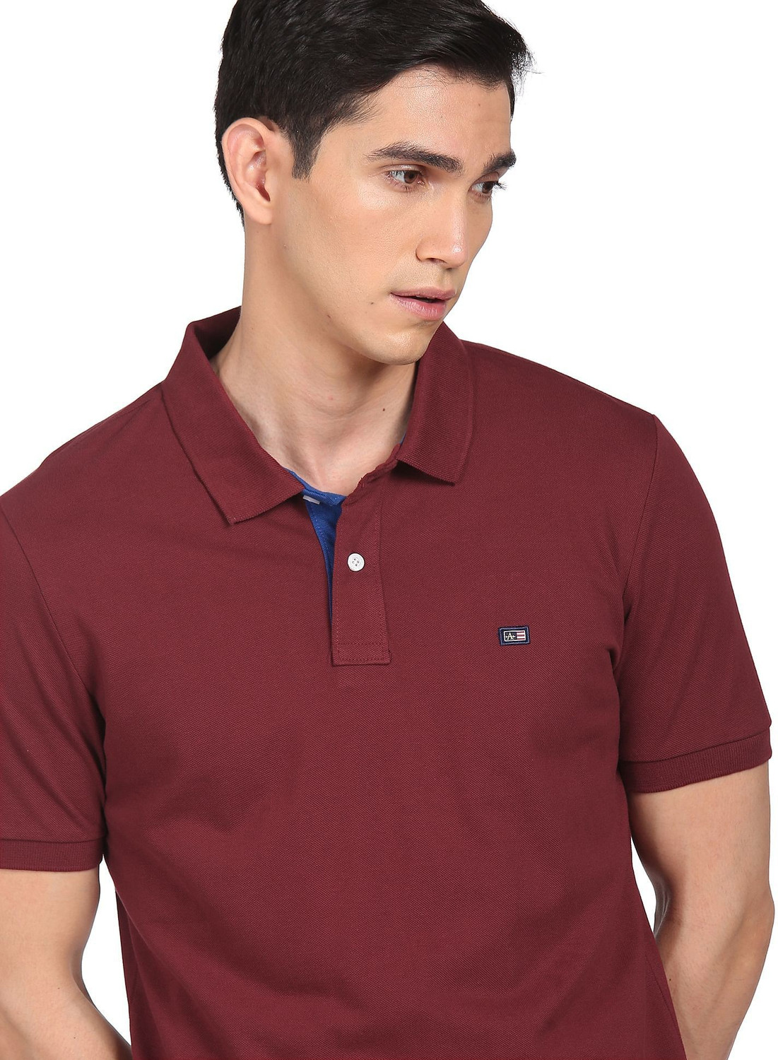 Image of ARROW Solid Men Polo Neck Red T-Shirt