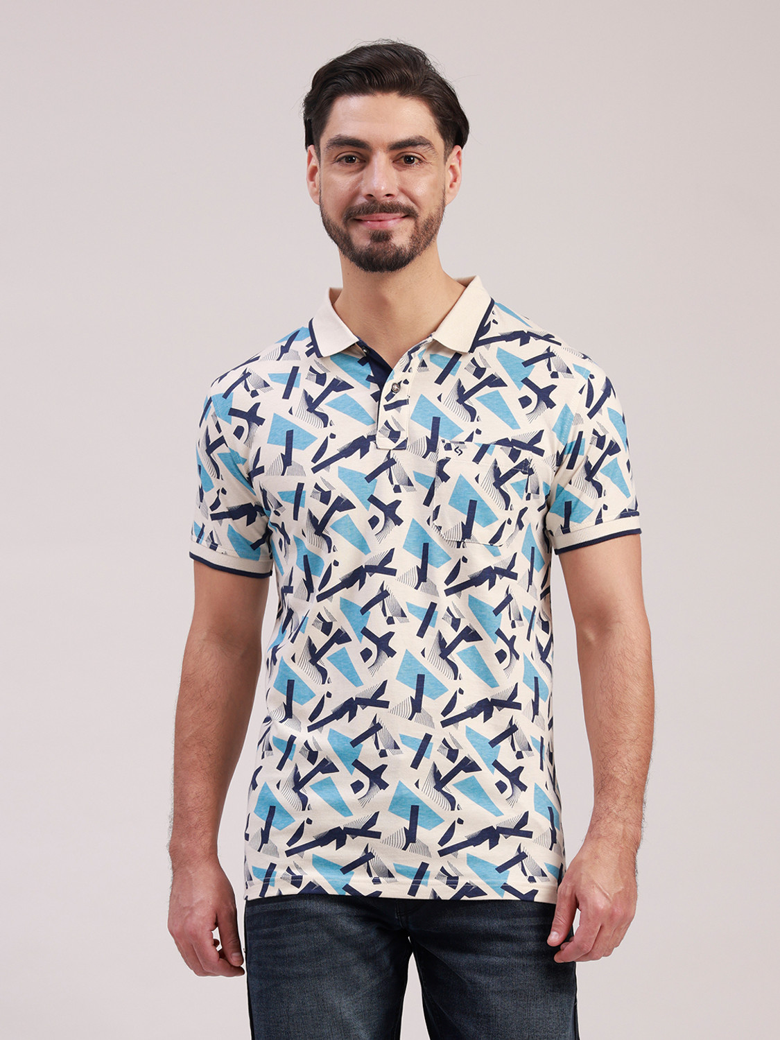 Image of Classic Polo Printed Men Polo Neck Multicolor T-Shirt