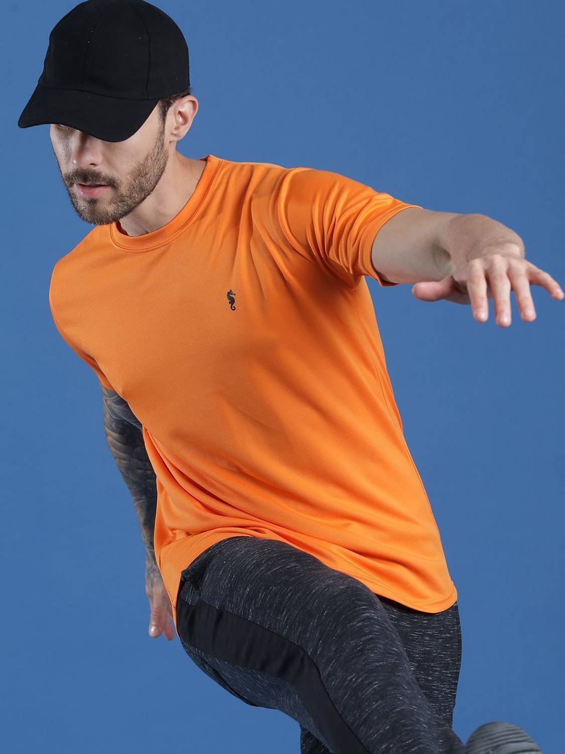 EPPE Orange Round Neck Half Sleeve Polyester Dry Fit T-shirt For