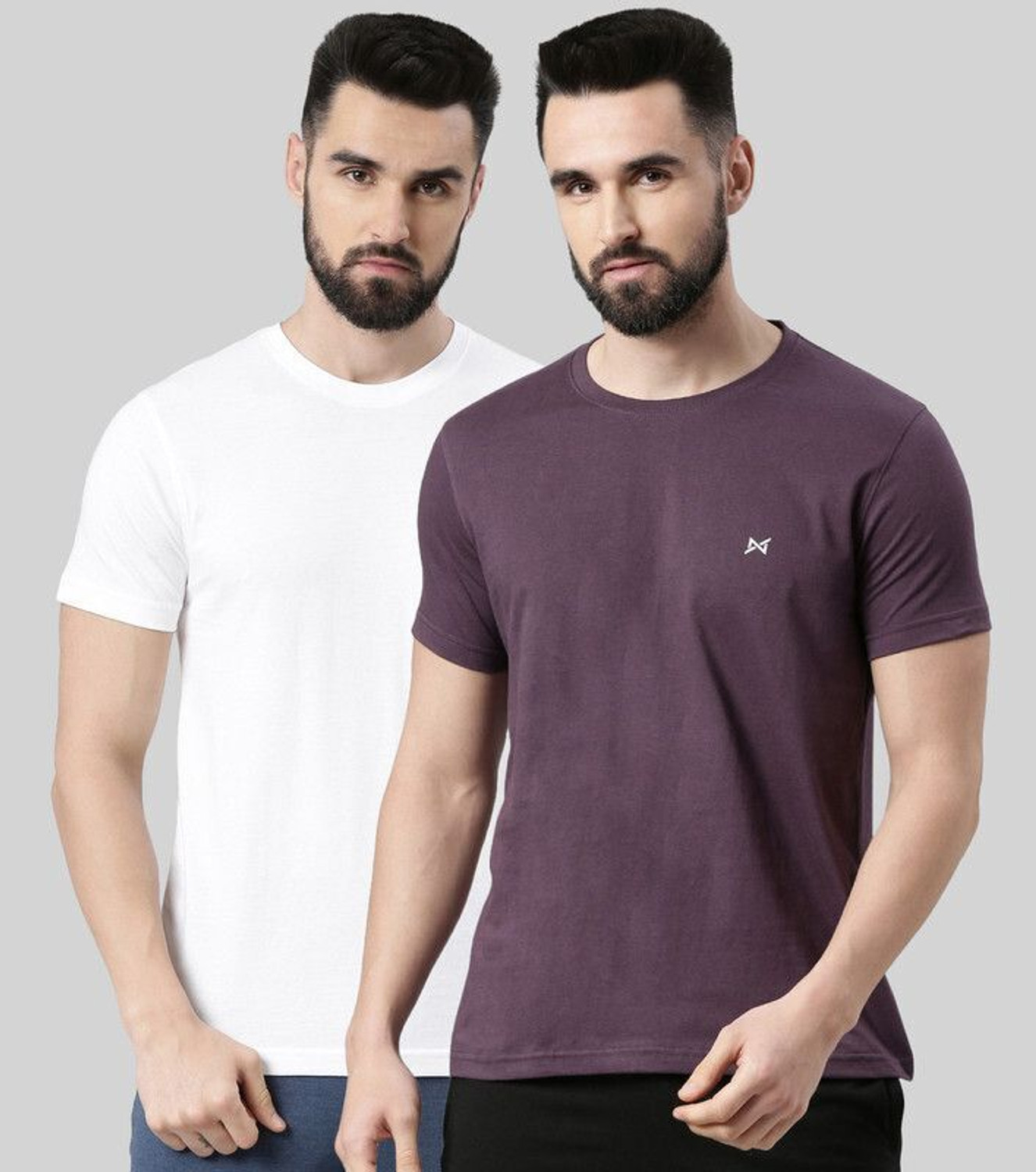 Image of Force NXT Solid Men Round Neck Multicolor T-Shirt