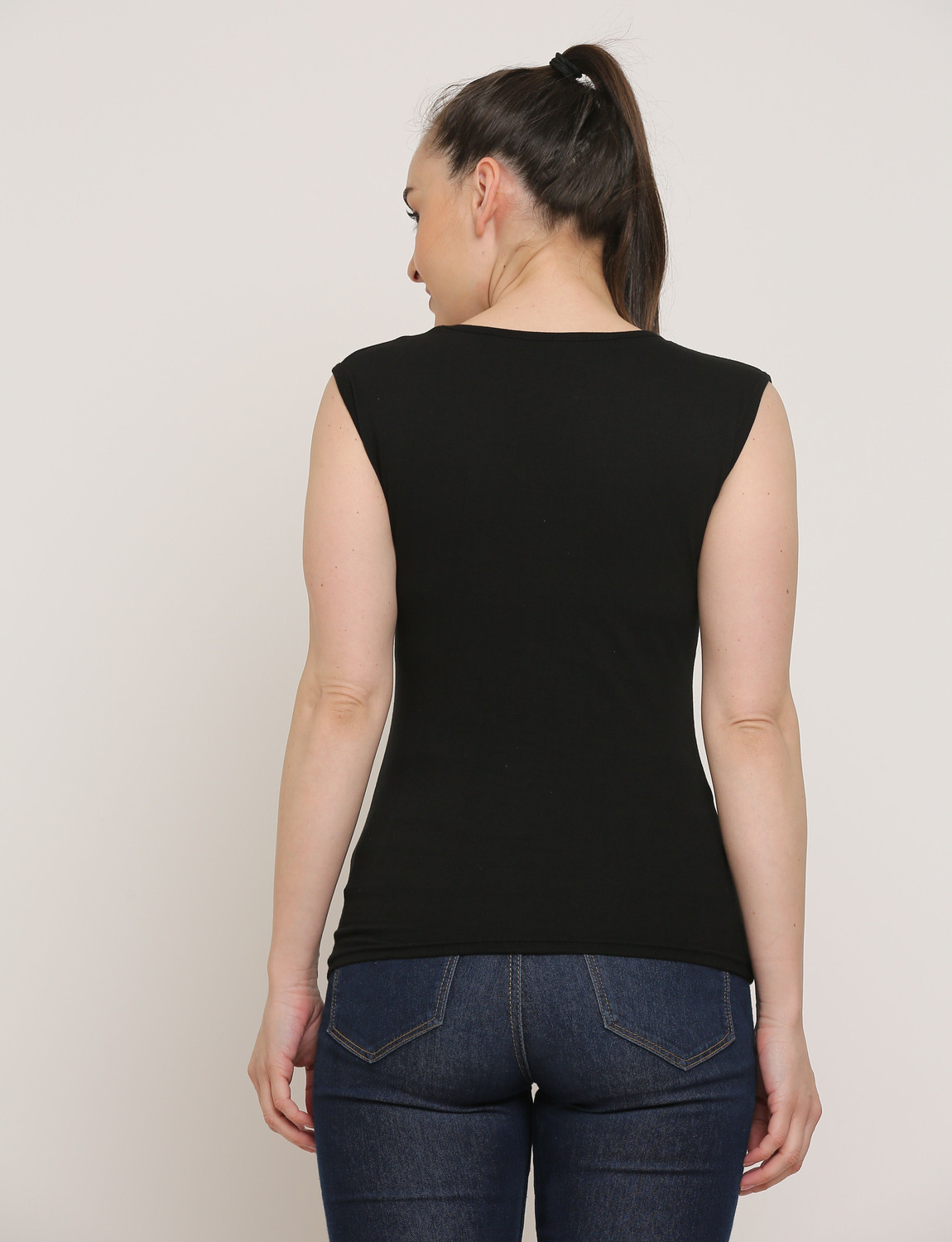 Image of Ddaspration Printed Women Round Neck Black T-Shirt