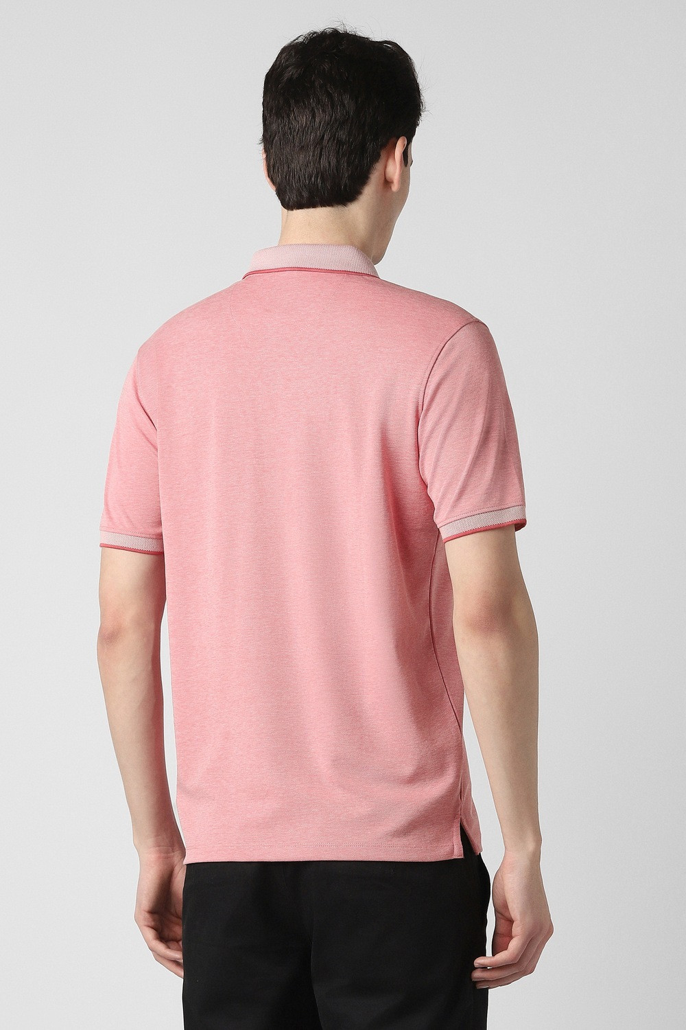 Image of PETER ENGLAND Solid Men Polo Neck Pink T-Shirt