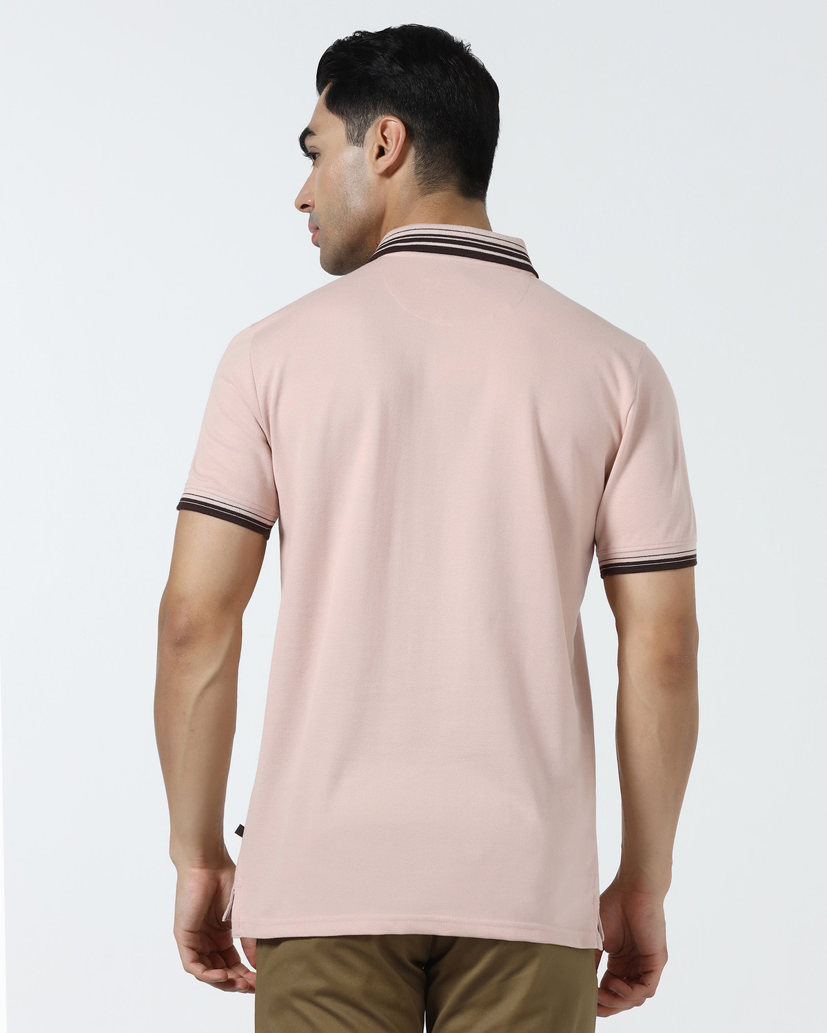 Image of Blackberrys Solid Men Polo Neck Beige T-Shirt
