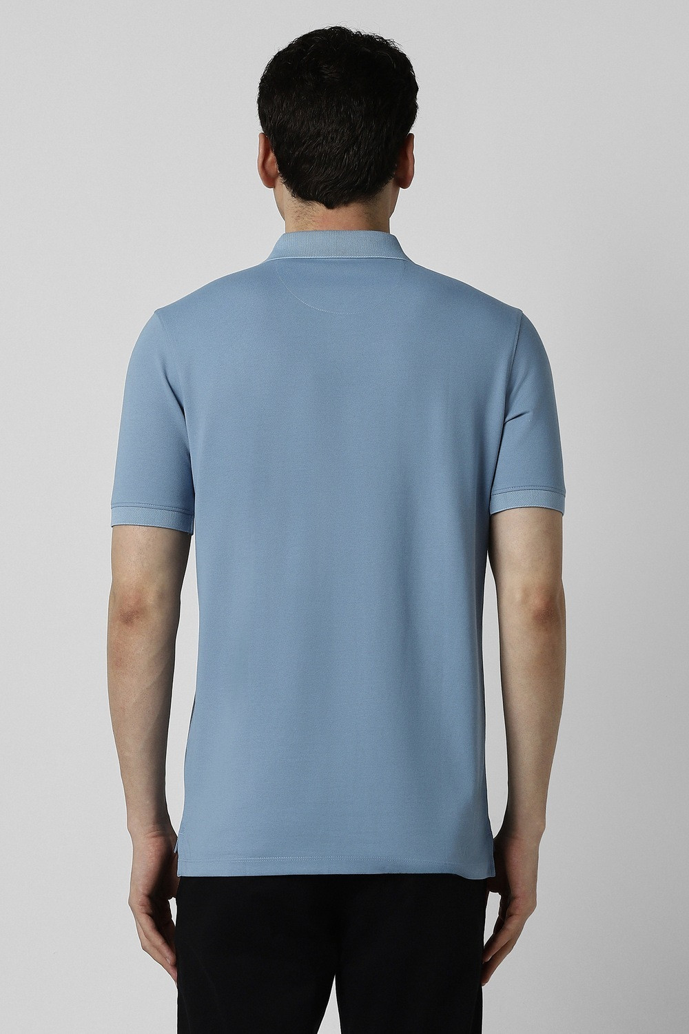 Image of PETER ENGLAND Solid Men Polo Neck Light Blue T-Shirt