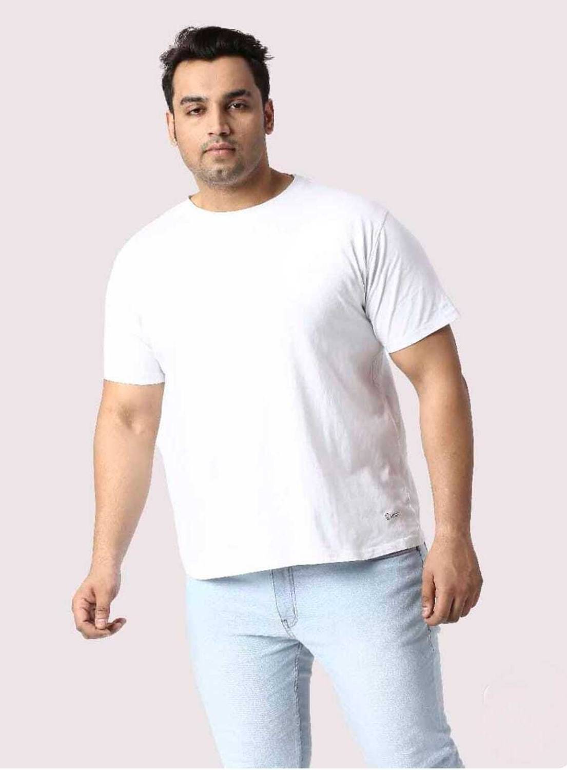 ANUBHAVGARMENT Solid Men Round Neck White T-Shirt