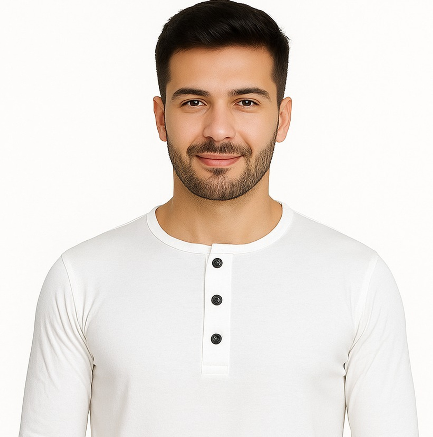 Image of Blisstone Solid Men Henley Neck White T-Shirt