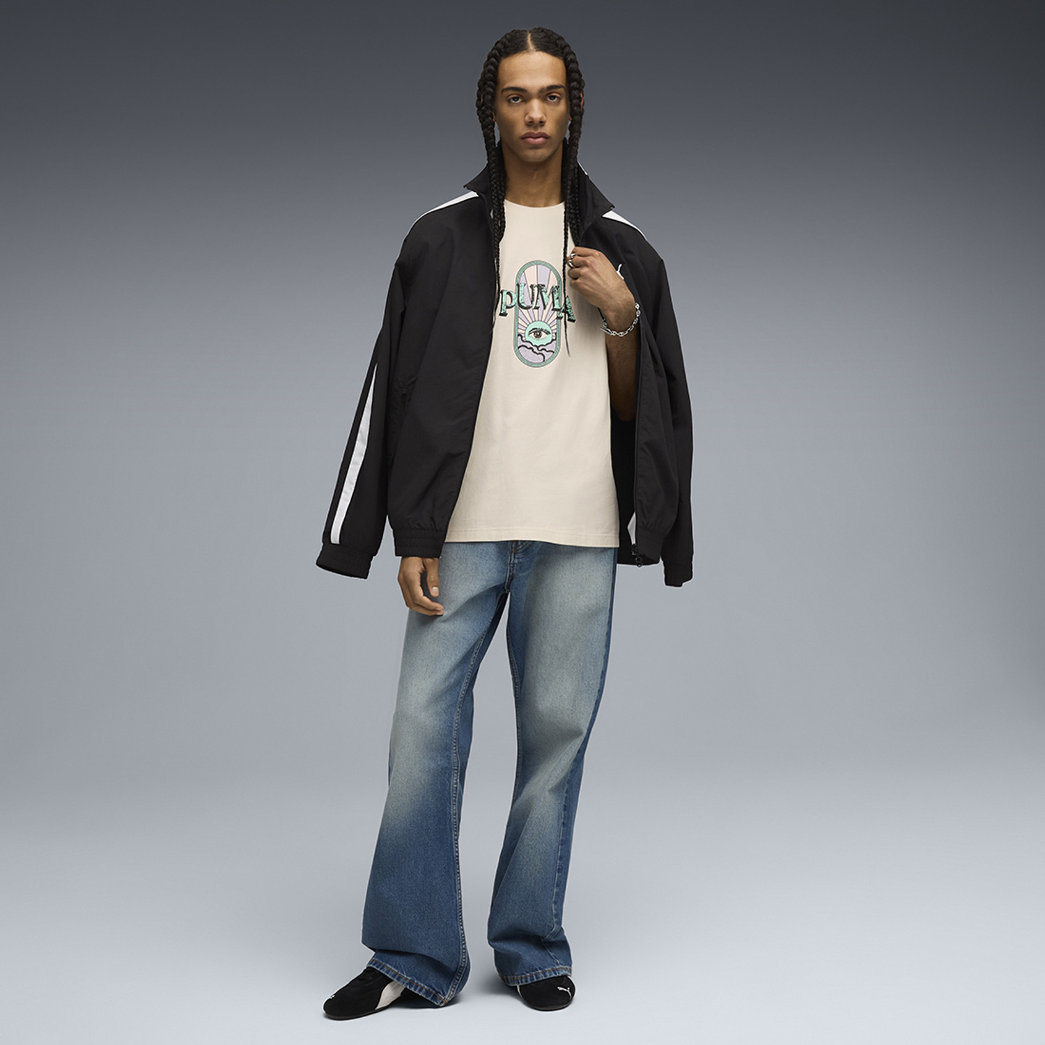 Image of PUMA Printed Men Crew Neck White T-Shirt