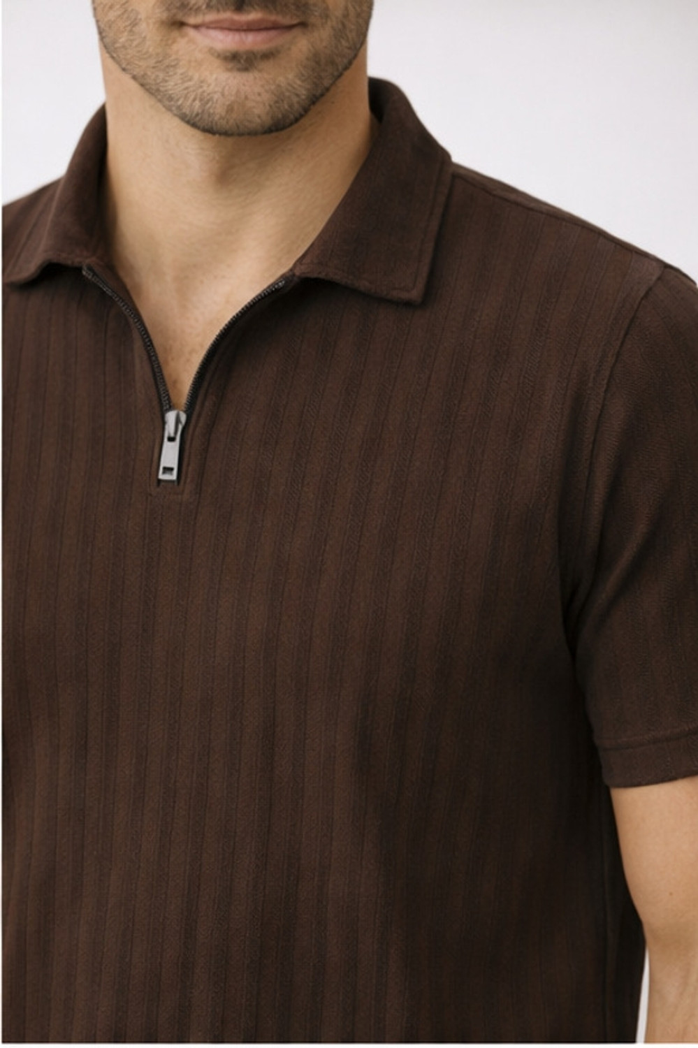 Image of Fabflee Solid Men Polo Neck Brown T-Shirt