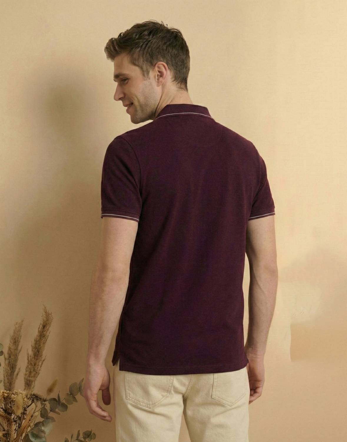 Louis Philippe Purple Polo Neck T-Shirt - Image 4