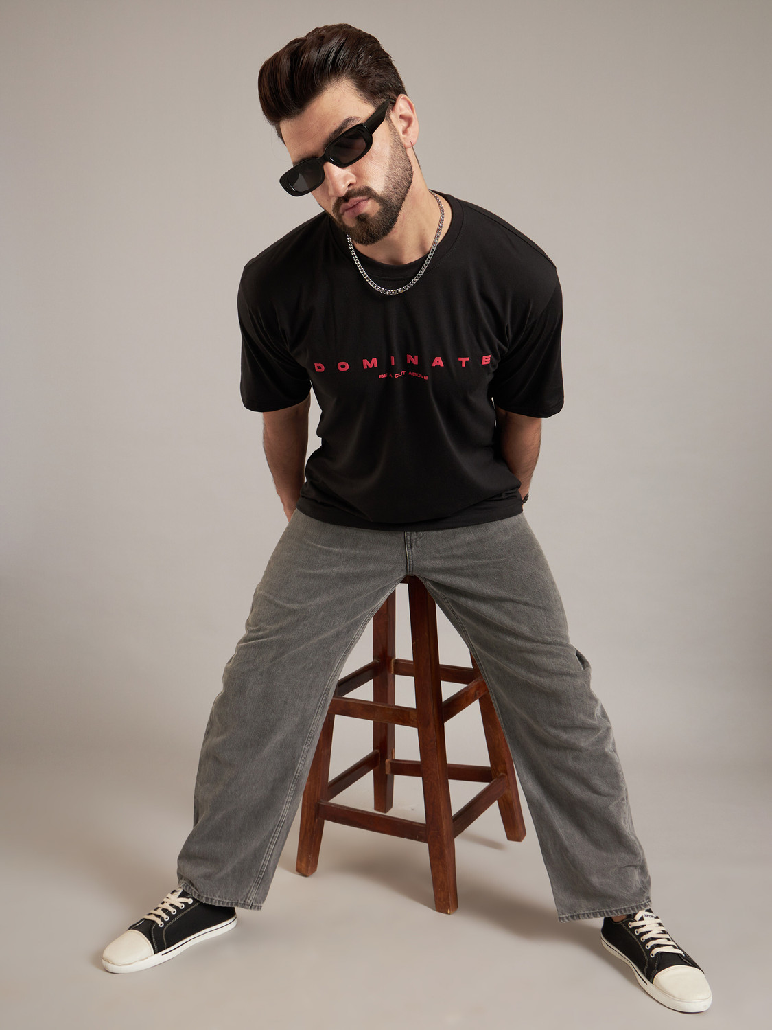 Image of HEATHEX Printed Men Round Neck Black T-Shirt