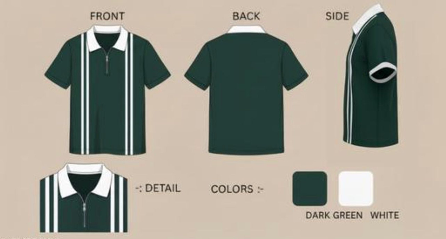 Image of Texfield Striped Men Polo Neck Dark Green T-Shirt