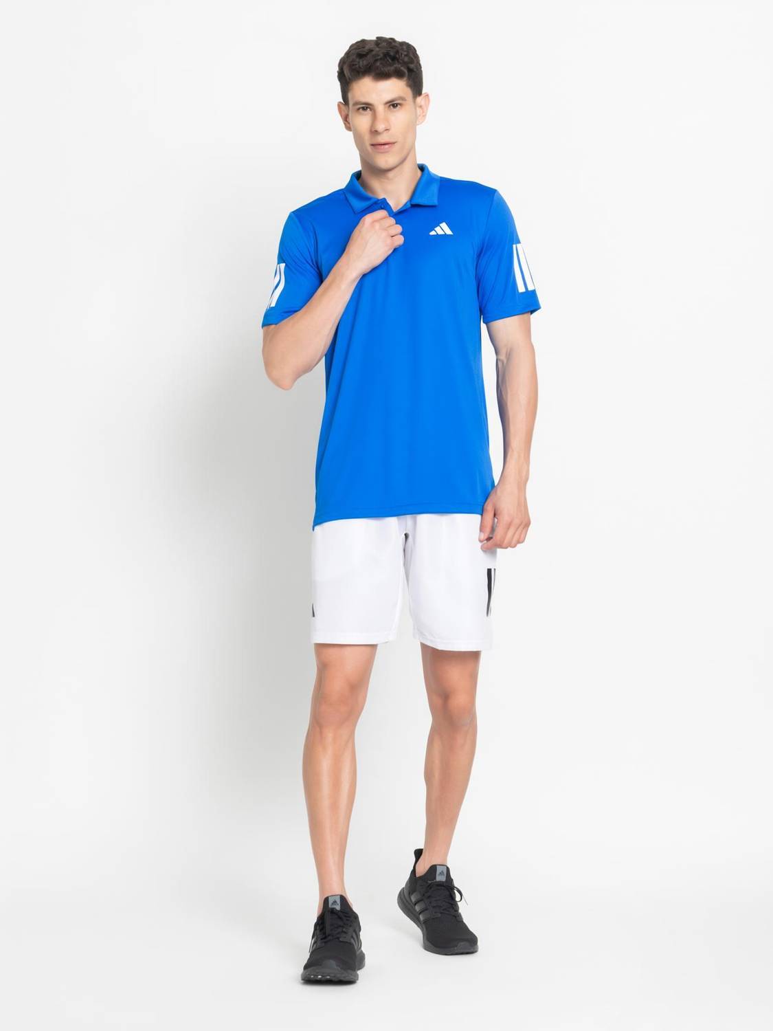 ADIDAS Solid Men Polo Neck Blue T-Shirt