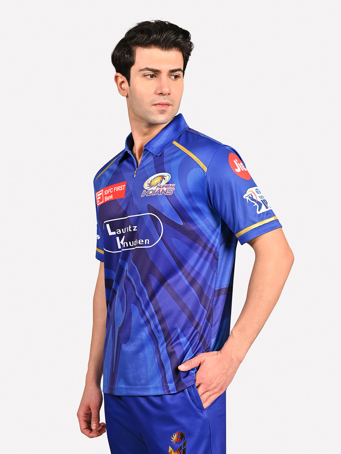 Image of Skechers Printed Men Polo Neck Blue T-Shirt