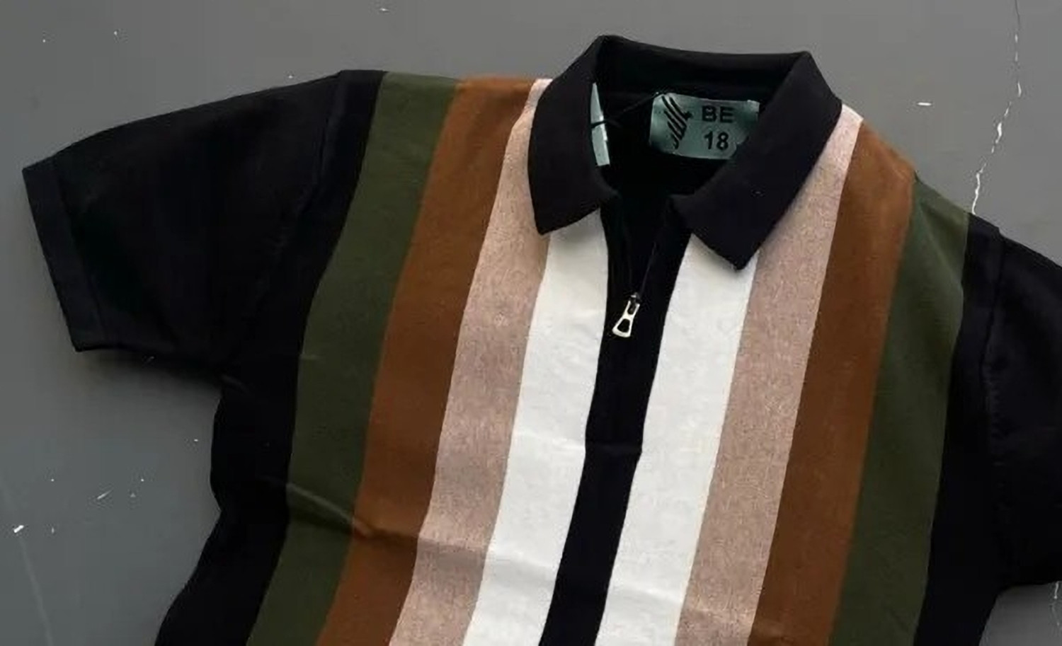 Image of MOODY SPARK Striped Men Polo Neck Multicolor T-Shirt