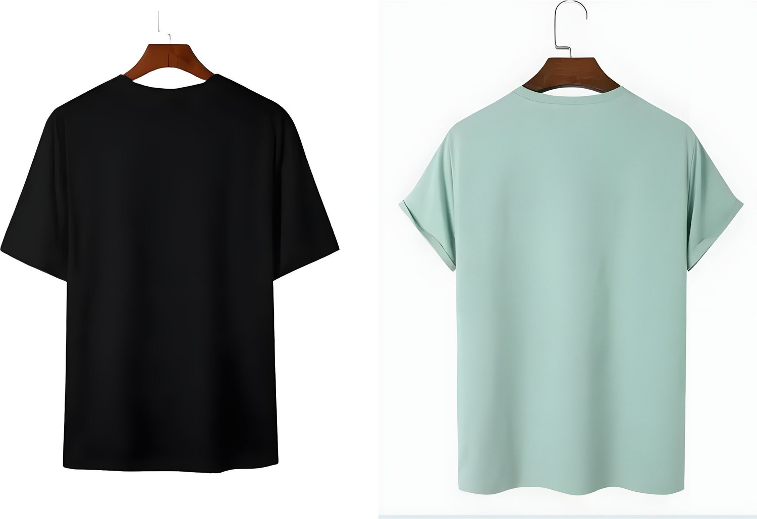 Image of Meetri Graphic Print Men Round Neck Black, Light Green T-Shirt