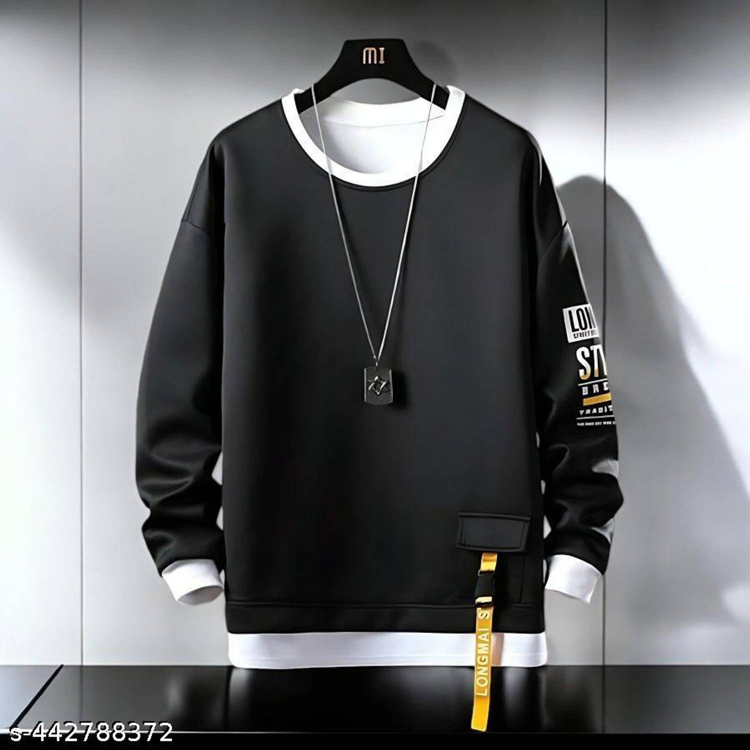 FAOES Printed Men Round Neck Black T-Shirt
