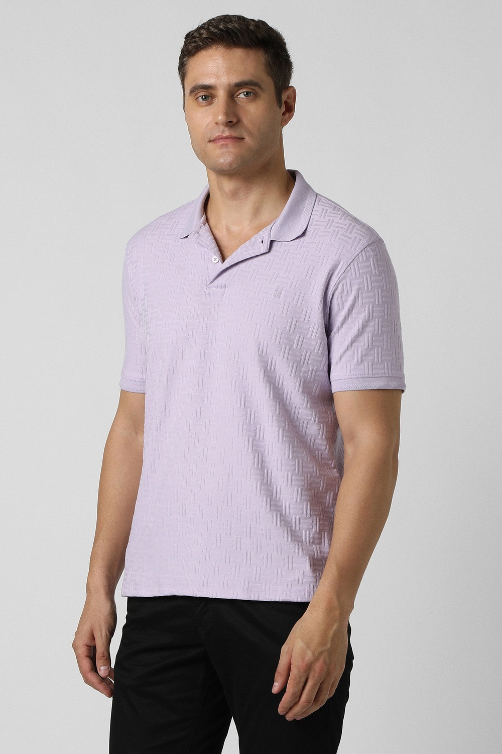 Image of PETER ENGLAND Solid Men Polo Neck Purple T-Shirt