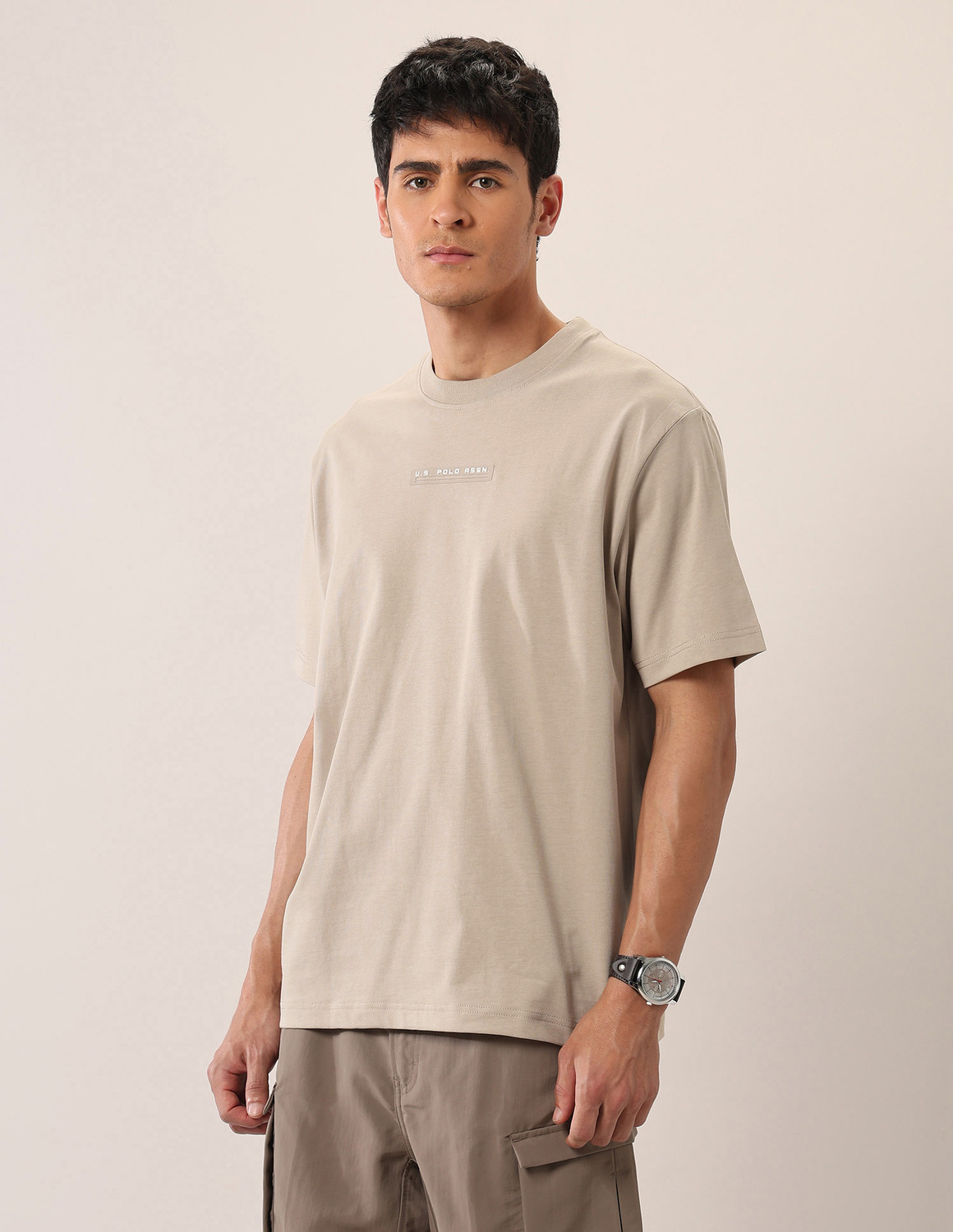 Image of U.S. Polo Assn. Denim Co. Solid Men Crew Neck White T-Shirt