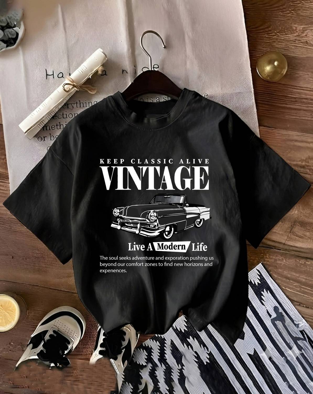 AOOSH Casual Printed Women Black Top