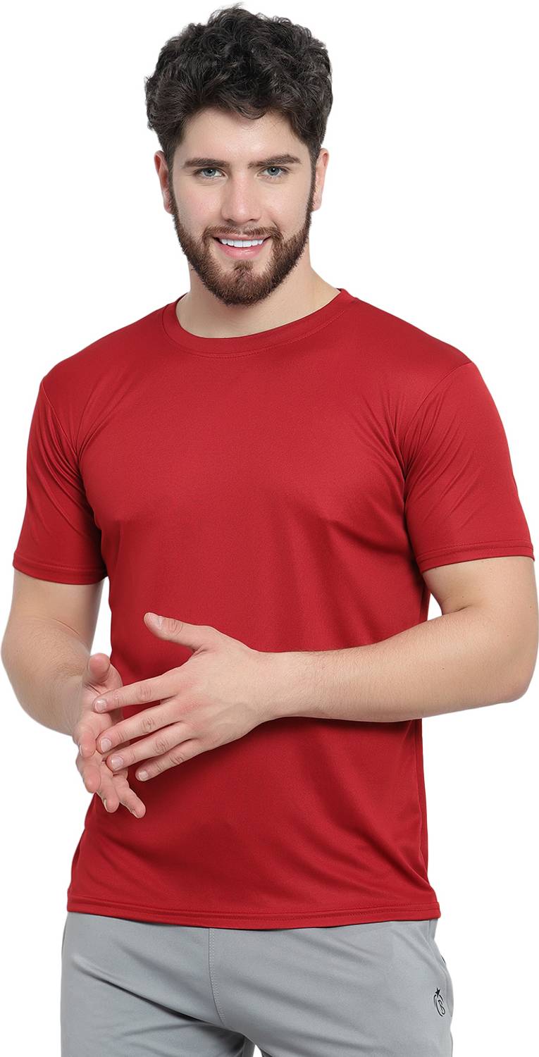 AFCollection Printed Men Round Neck Maroon T-Shirt