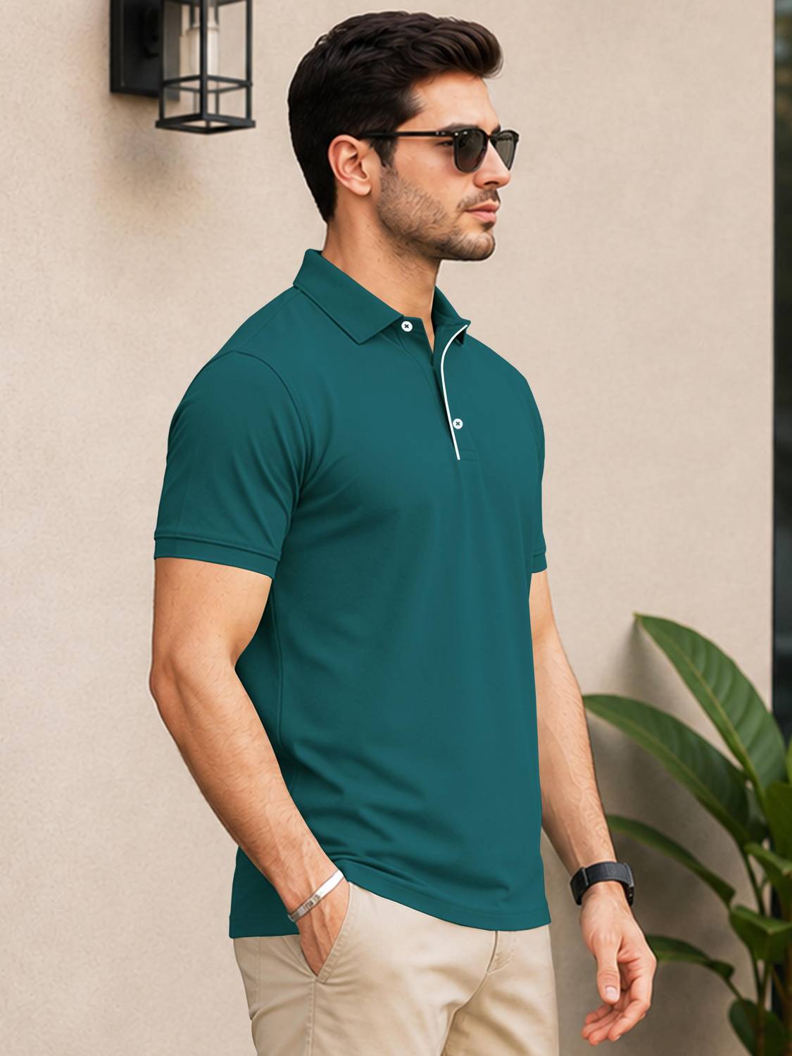 VeBNoR Men Polo Neck Green T-Shirt - Image 4