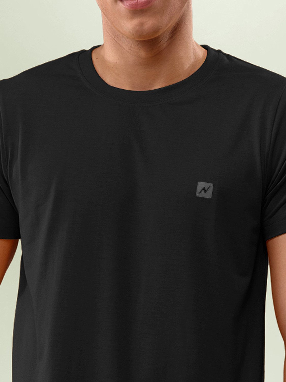 Image of Lux Nitro Solid Men Round Neck Black T-Shirt