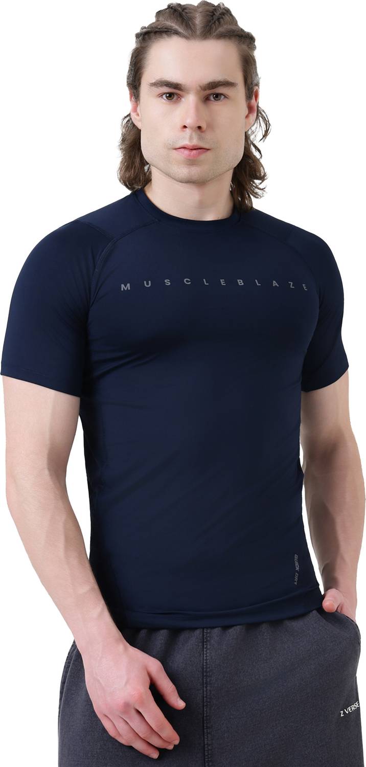 MUSCLEBLAZE Navy Blue T-Shirt - Image 1