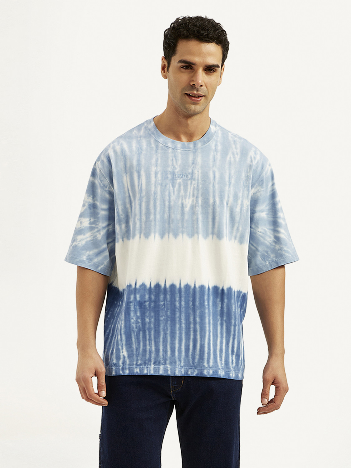 Image of LEVI'S Tie & Dye Men Crew Neck Blue T-Shirt