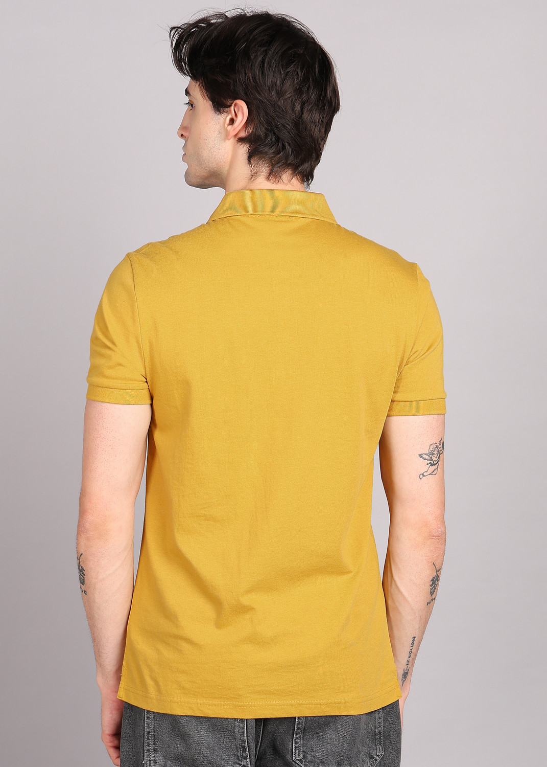 Image of United Colors of Benetton Printed Men Polo Neck Yellow T-Shirt