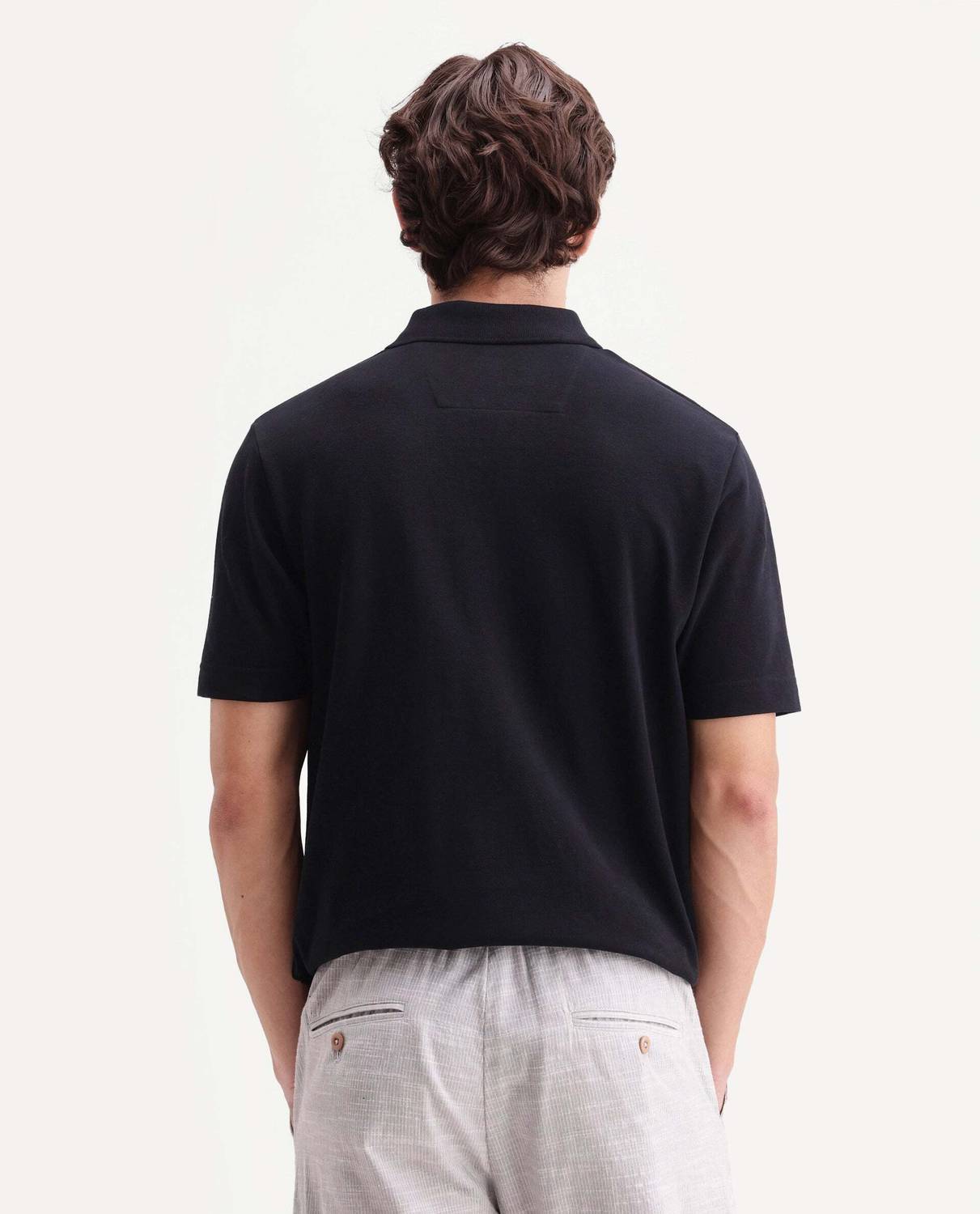 RARE RABBIT Solid Men Polo Neck Black T-Shirt - Image 3