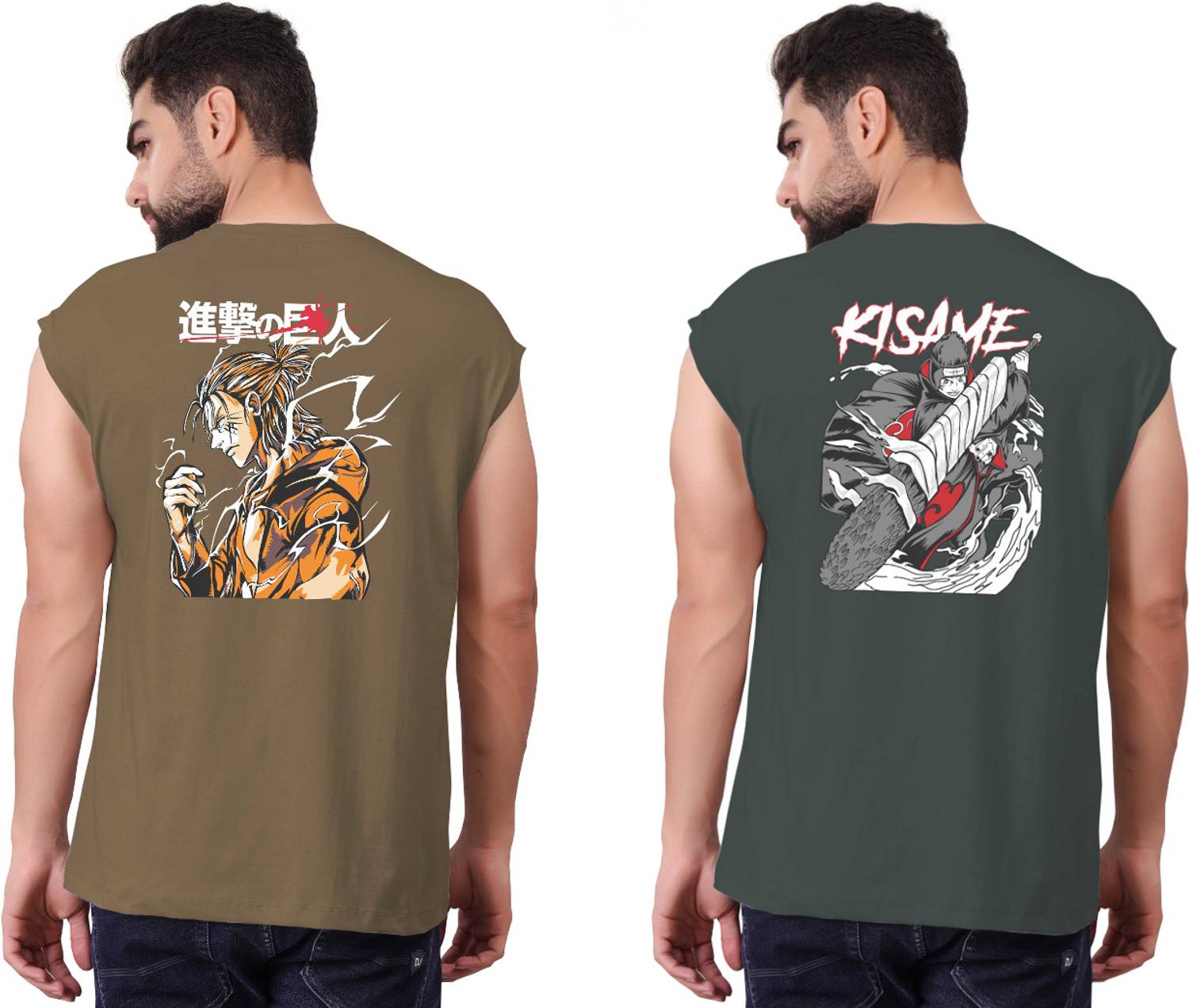 I&D Pack of 2 Men Graphic Print Round Neck Pure Cotton Multicolor