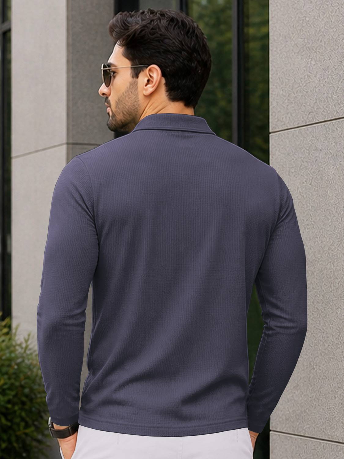 VeBNoR Men Zip Neck Grey T-Shirt - Image 2