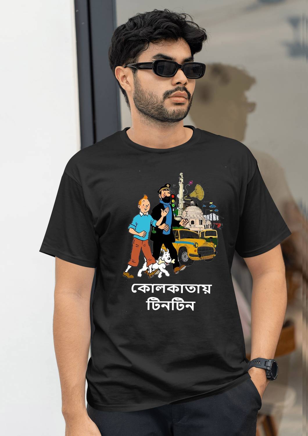baundule Printed Men Round Neck Black T-Shirt