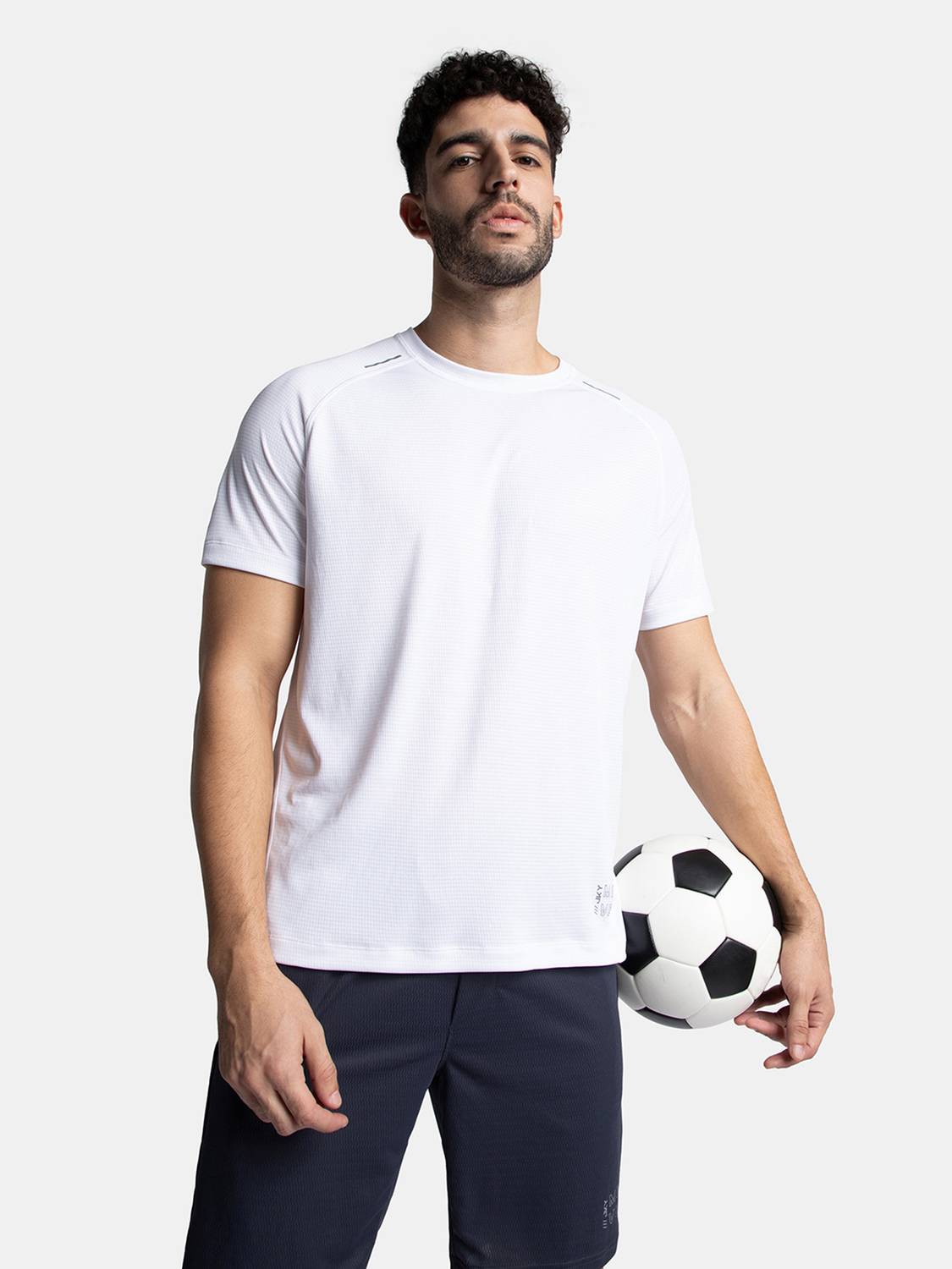 JOCKEY MV16 Active Wear Men Solid Round Neck Polyester White T-Sh